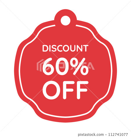 red 60 percent discount label on white background 112741077