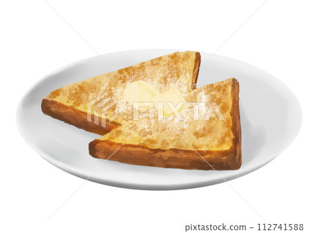 法式吐司插圖加奶油和糖粉 112741588