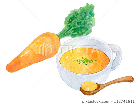 水彩插圖胡蘿蔔濃湯 112741611
