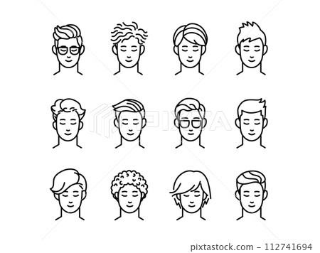 Vector illustration set of men with various hairstyles 112741694