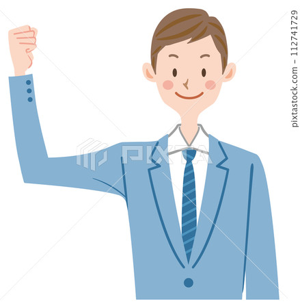 Illustration of a businessman doing a guts pose Illustration of a businessman doing a guts pose 112741729