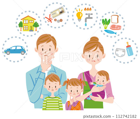 A family that thinks about money, household finances A family that thinks about money, household finances 112742182