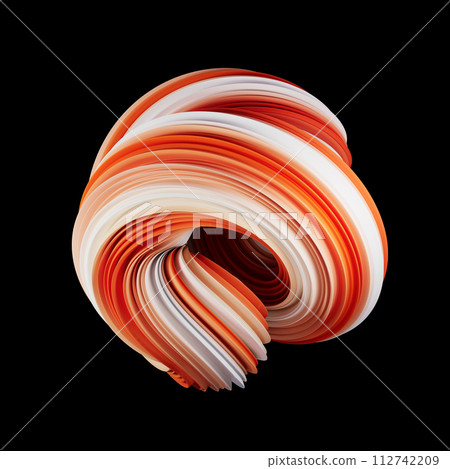 Abstract spiral shape on black background. 3d render illustration. Abstract spiral shape on black background. 3d render illustration. 112742209