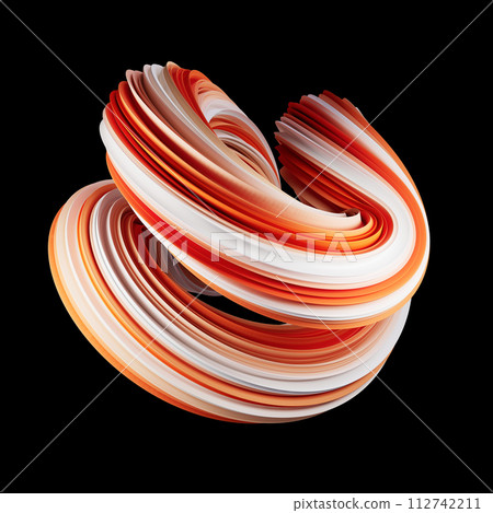 Abstract spiral shape on black background. 3d render illustration. Abstract spiral shape on black background. 3d render illustration. 112742211