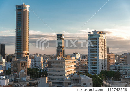 High angle view at Nicosia cityscape. Cyprus High angle view at Nicosia cityscape. Cyprus 112742258