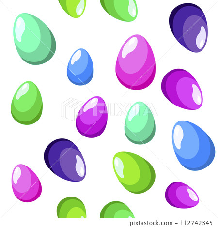 Seamless vector pattern with colorful eggs on white background. Easter flat design for textile Seamless vector pattern with colorful eggs on white background. Easter flat design for textile 112742345