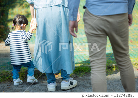 Parent and child playing in the park 112742883