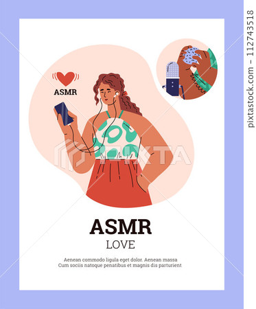 Enjoying ASMR experience vector illustration Enjoying ASMR experience vector illustration 112743518