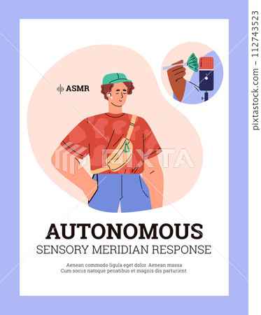 Man experiencing ASMR calmness vector illustration Man experiencing ASMR calmness vector illustration 112743523