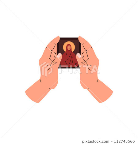 Spiritual prayer card in hands vector illustratio Spiritual prayer card in hands vector illustratio 112743560