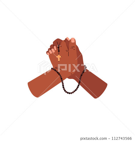 Clasped hands with rosary vector illustration Clasped hands with rosary vector illustration 112743566