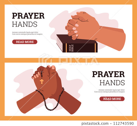 Spiritual prayer hands vector illustration set Spiritual prayer hands vector illustration set 112743590