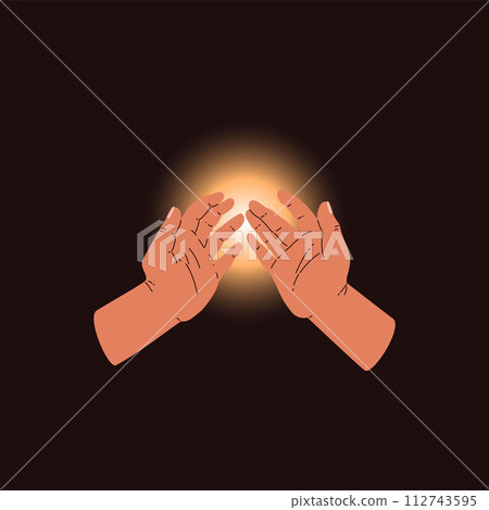 Open hands towards light vector illustration Open hands towards light vector illustration 112743595