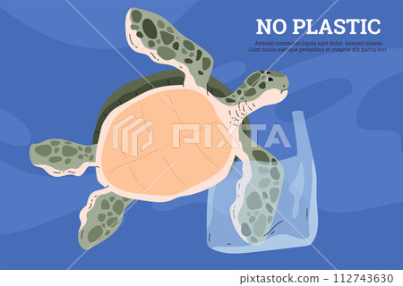 Anti-plastic pollution message poster. Vector illustration Anti-plastic pollution message poster. Vector illustration 112743630