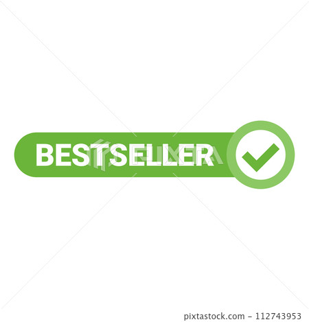 green vector bestseller label on white background 112743953