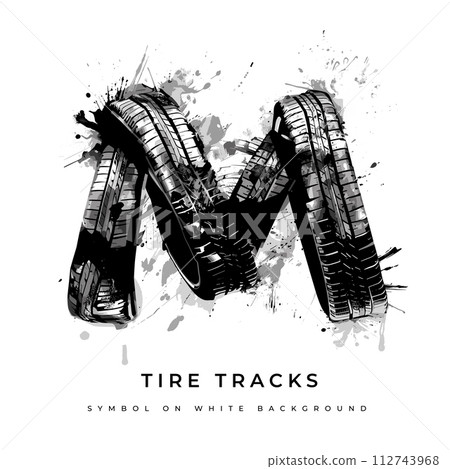 Tire font. Letter M. Vector 112743968