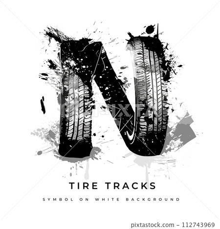 Tire font. Letter N. Vector 112743969