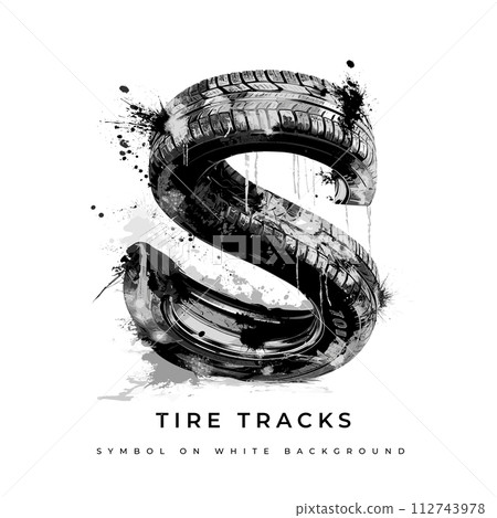 Tire font. Letter S. Vector 112743978