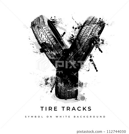 Tire font. Letter Y. Vector 112744030