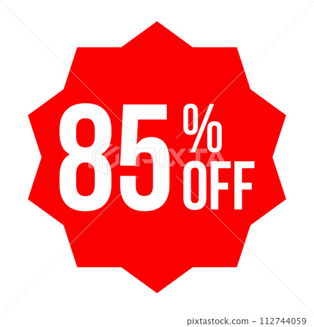 red 85 percent discount label on white background 112744059