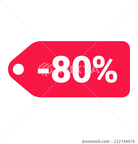 red 80 percent discount label on white background red 80 percent discount label on white background 112744078