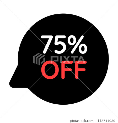 black 75 percent discount tag on white background black 75 percent discount tag on white background 112744080