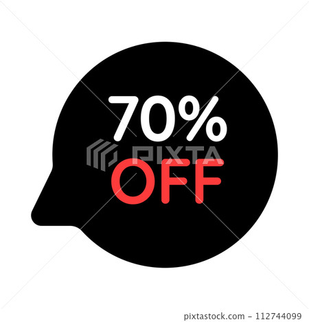 black 70 percent discount tag on white background black 70 percent discount tag on white background 112744099