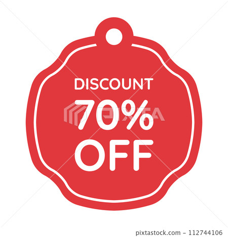 red 70 percent discount label on white background red 70 percent discount label on white background 112744106