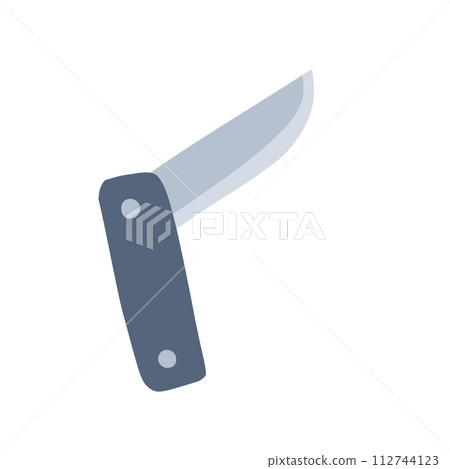 Penknife for camping or army. Compact pocket knife. Flat Stainless blade equipment isolated on white 112744123