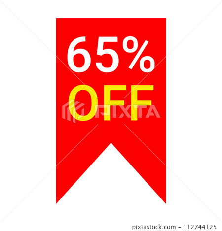 red 65 percent discount label on white background 112744125