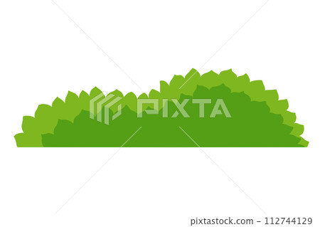 Bush flat illustration. Green summer landscape. Outdoor forest natural environment. Spring foliage element. Grass decoration isolated on white 112744129