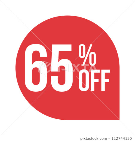 red 65 percent discount label on white background 112744130