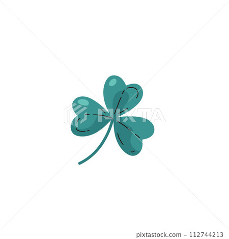 Three leaf clover icon, good luck clover with three leaves, St. Patrick's day symbol, vector cartoon shamrock plant logo 112744213