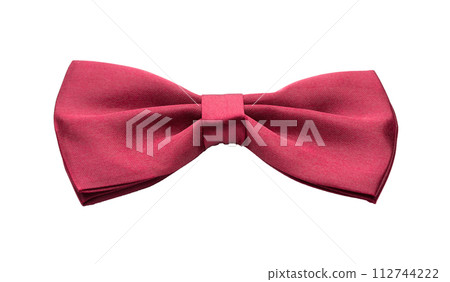 Red pink satin bow tie, formal dress code necktie accessory 112744222