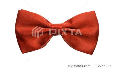 Red satin bow tie, formal dress code necktie accessory 112744227
