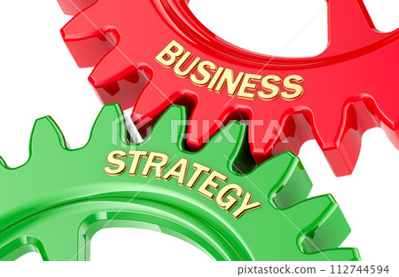 Business Strategy concept with colored gearwheels. 3D rendering 112744594