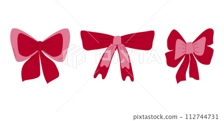 Collection of hand drawn ribbon bows isolated. Decorative elements for holiday invitations and birthday cards.Vector illustration... Collection of hand drawn ribbon bows isolated. Decorative elements for holiday invitations and birthday cards.Vector illustration... 112744731
