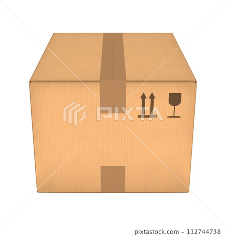 Cardboard box on white background 3D illustration 112744738