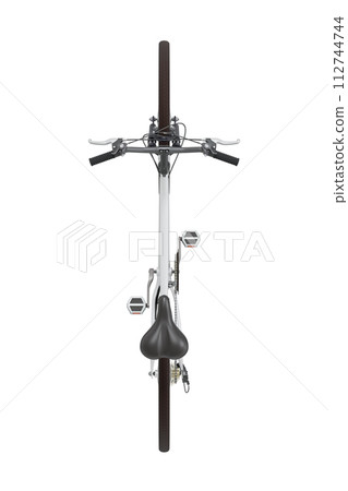 White bicycle, top view isolated on white background, 3D illustration White bicycle, top view isolated on white background, 3D illustration 112744744