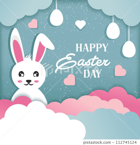 Happy Easter Day social media post in paper style Happy Easter Day social media post in paper style 112745124