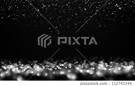 Silver dust in darkness realistic vector illustration Silver dust in darkness realistic vector illustration 112745344