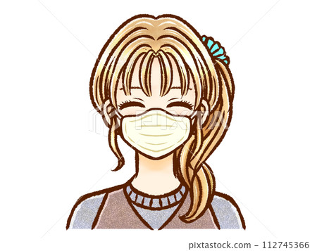 戴著面具的金髮馬尾辮成年女性 3 戴著面具的金髮馬尾辮成年女性 3 112745366