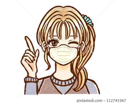 一位戴著面具、綁著金髮馬尾辮的成年女性 一位戴著面具、綁著金髮馬尾辮的成年女性 112745367