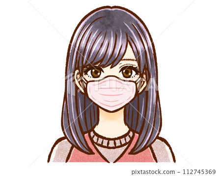 一位戴著面具、長黑髮的成年女性 112745369