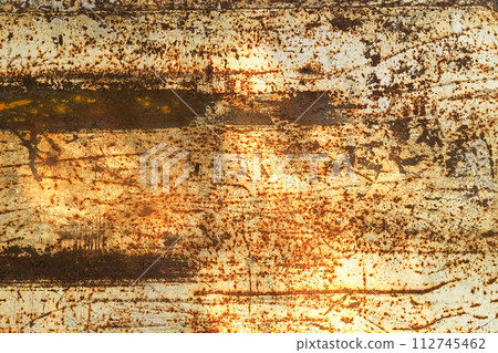 Empty old steel plate that is corroded until rust background, detail and texture 112745462