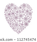 Line drawing illustration of a cute heart-shaped flower pattern background 112745474