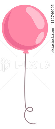 Pink balloon cartoon icon. Birthday party decoration 112746005