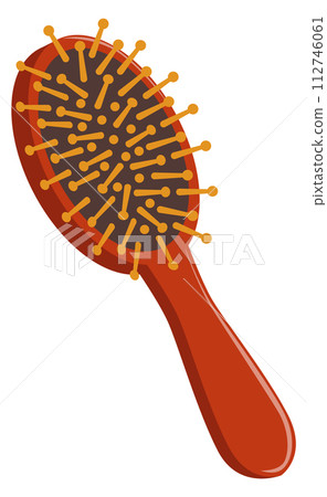 Hairbrush cartoon icon. Plastic comb. Hairdresser tool 112746061