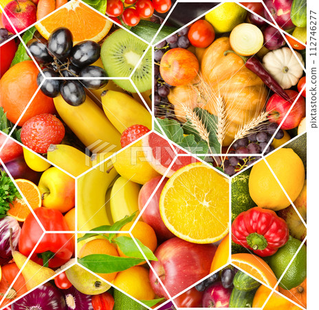 Set of vegetables and fruits. Collage. 112746277