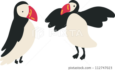 Flat design set of two puffins Flat design set of two puffins 112747023